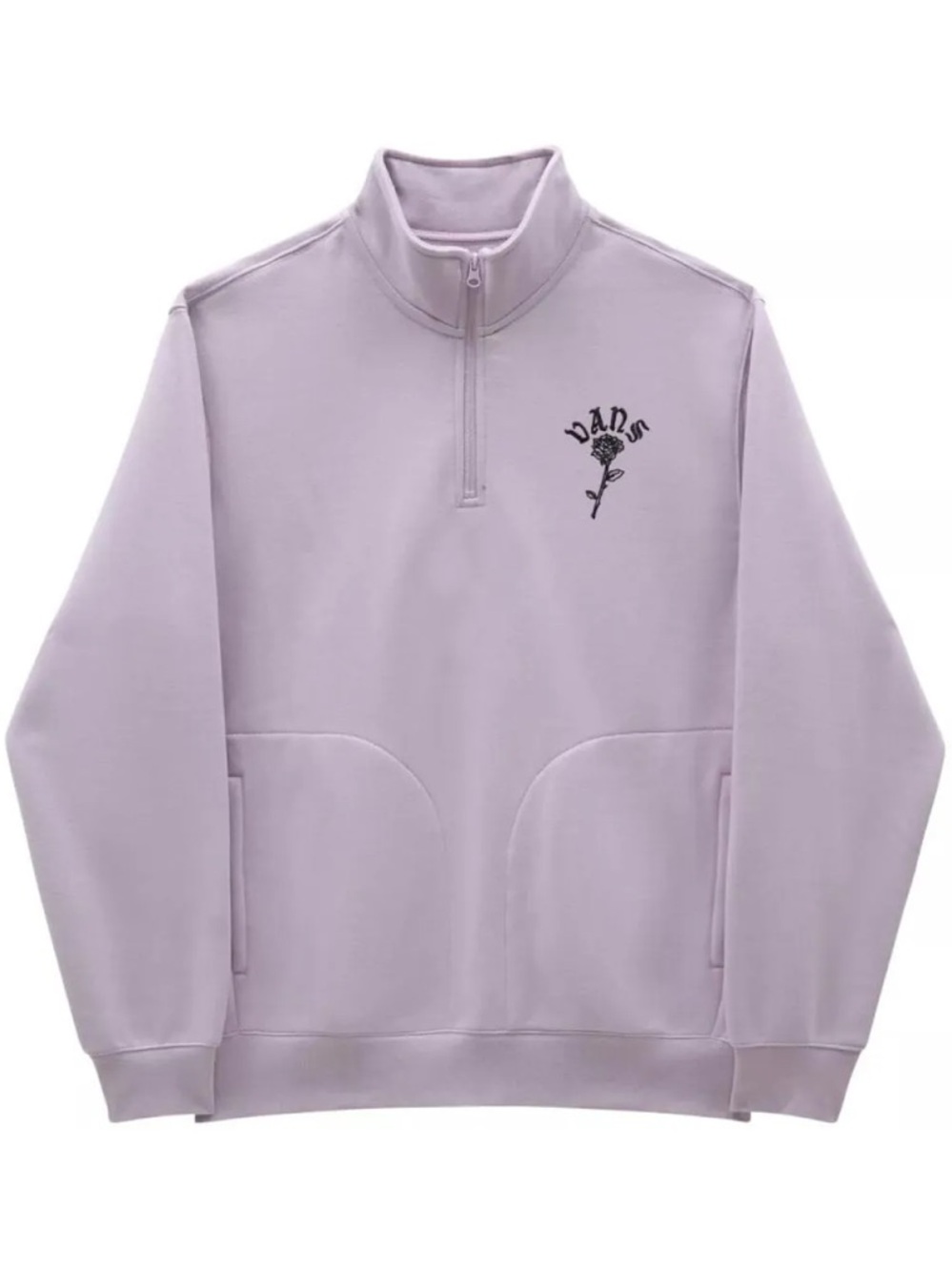 Vans Lavender Half-Zip Pullover with Black Rose Logo